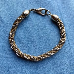 Vintage Gold & Silver Bracelet, Twisted Chains, Costume Jewelry